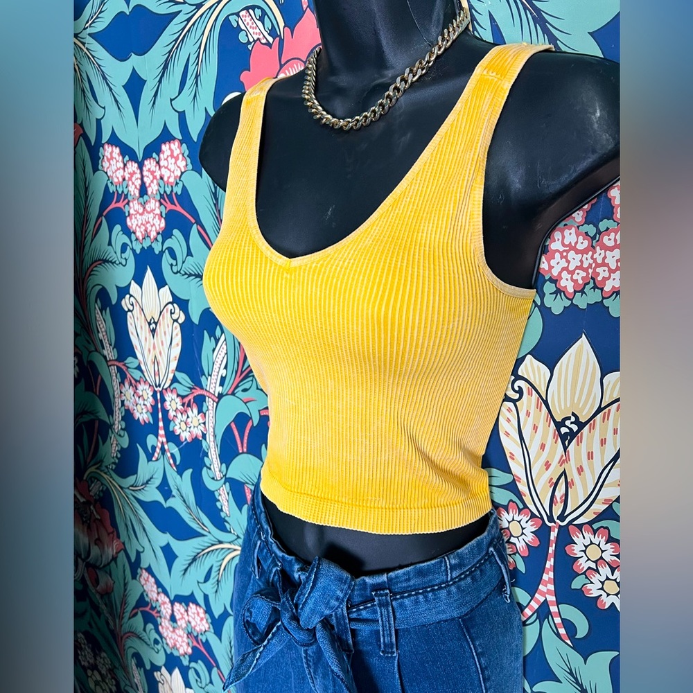 Yellow crop top tank